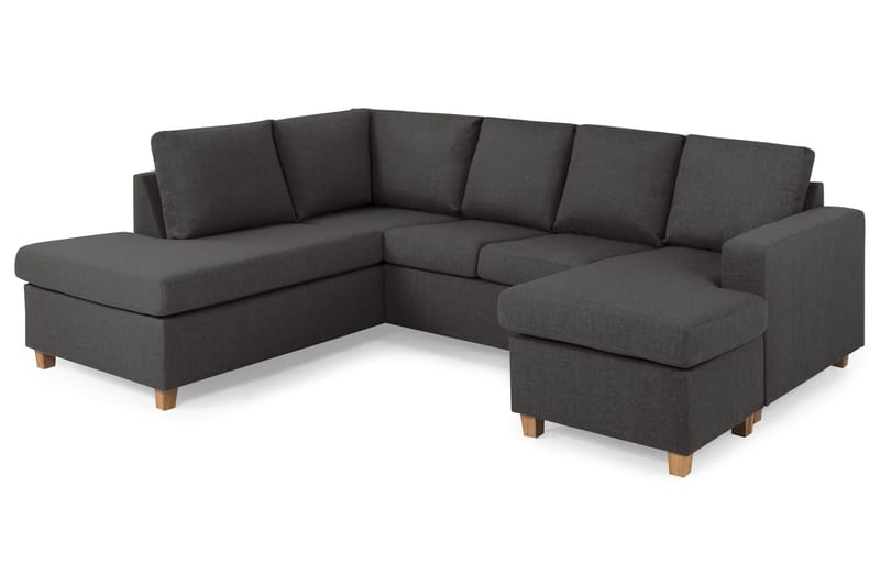 Crazy 4-seters Venstrevendt U-formet Small Sofa med Divan og Sjeselong i Stoff - Mørk grå - Møbler - Sofaer - U-sofa