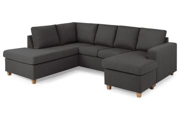 Crazy 4-seters Venstrevendt U-formet Small Sofa med Divan og Sjeselong i Stoff - Mørk grå - Møbler - Sofaer - U-sofa