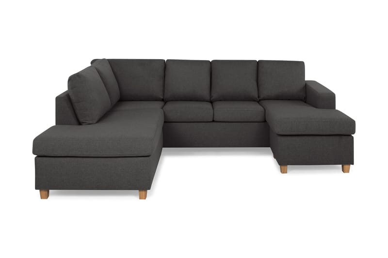 Crazy 4-seters Venstrevendt U-formet Small Sofa med Divan og Sjeselong i Stoff - Mørk grå - Møbler - Sofaer - U-sofa