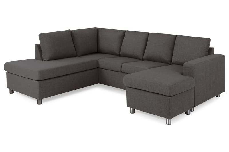 Crazy 4-seters Venstrevendt U-formet Small Sofa med Divan og Sjeselong i Stoff - Mørk grå - Møbler - Sofaer - U-sofa