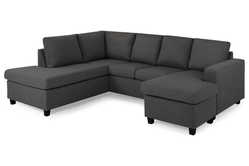 Crazy 4-seters Venstrevendt U-formet Small Sofa med Divan og Sjeselong i Stoff - Mørk grå - Møbler - Sofaer - U-sofa