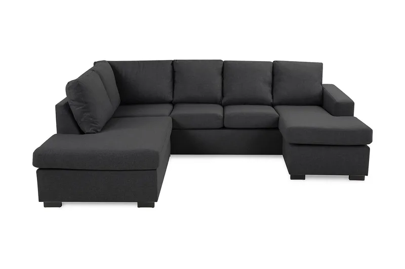 Crazy 4-seters Venstrevendt U-formet Small Sofa med Divan og Sjeselong i Stoff - Mørk grå - Møbler - Sofaer - U-sofa