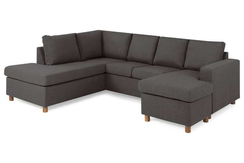 Crazy 4-seters Venstrevendt U-formet Small Sofa med Divan og Sjeselong i Stoff - Mørk grå - Møbler - Sofaer - U-sofa