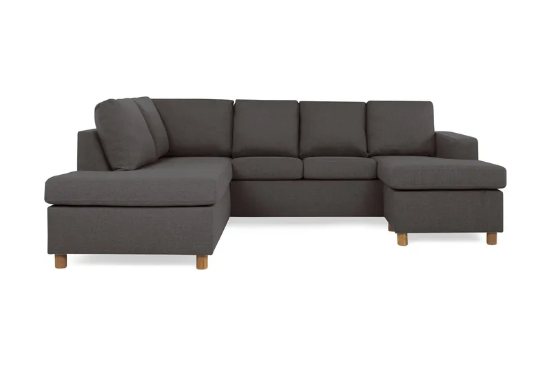 Crazy 4-seters Venstrevendt U-formet Small Sofa med Divan og Sjeselong i Stoff - Mørk grå - Møbler - Sofaer - U-sofa