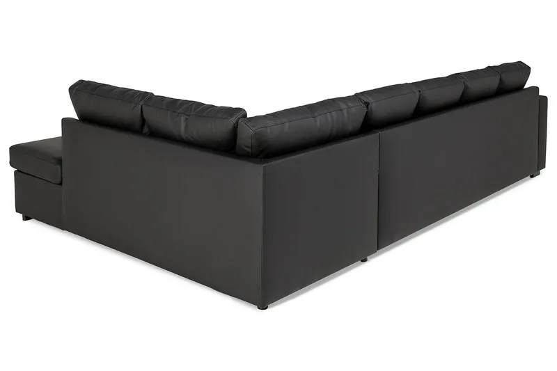 Crazy 5-seters Høyrevendt U-formet X-Large Sofa med Divan og Sjeselong i Kunstlær - Svart - Møbler - Sofaer - U-sofa