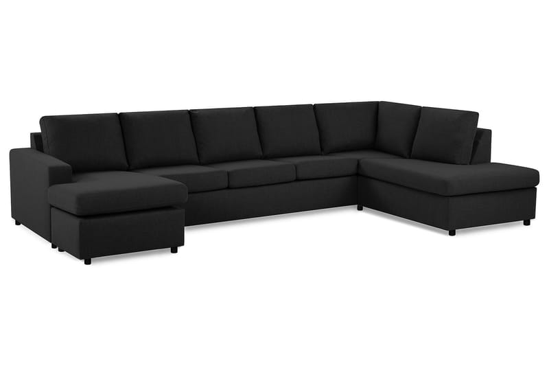 Crazy 5-seters Høyrevendt U-formet X-Large Sofa med Divan og Sjeselong i Stoff - Antrasitt - Møbler - Sofaer - U-sofa