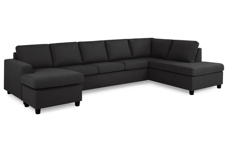 Crazy 5-seters Høyrevendt U-formet X-Large Sofa med Divan og Sjeselong i Stoff - Antrasitt - Møbler - Sofaer - U-sofa