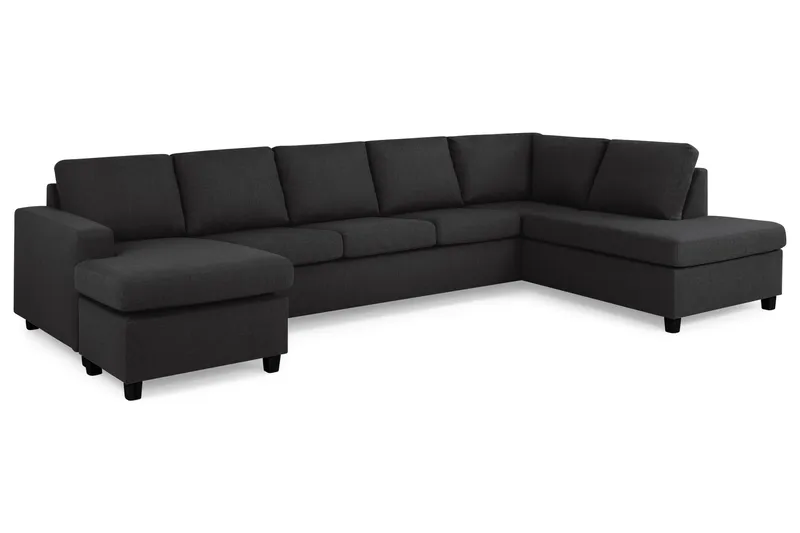 Crazy 5-seters Høyrevendt U-formet X-Large Sofa med Divan og Sjeselong i Stoff - Antrasitt - Møbler - Sofaer - U-sofa