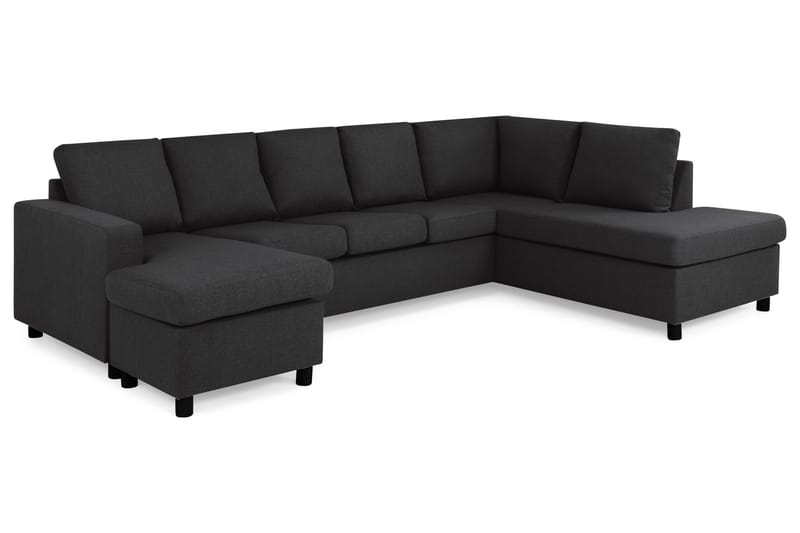 Crazy 5-seters Høyrevendt U-formet X-Large Sofa med Divan og Sjeselong i Stoff - Antrasitt - Møbler - Sofaer - U-sofa