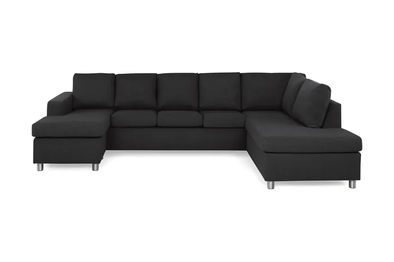 Crazy 5-seters Høyrevendt U-formet X-Large Sofa med Divan og Sjeselong i Stoff - Antrasitt - Møbler - Sofaer - U-sofa