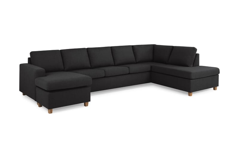 Crazy 5-seters Høyrevendt U-formet X-Large Sofa med Divan og Sjeselong i Stoff - Antrasitt - Møbler - Sofaer - U-sofa