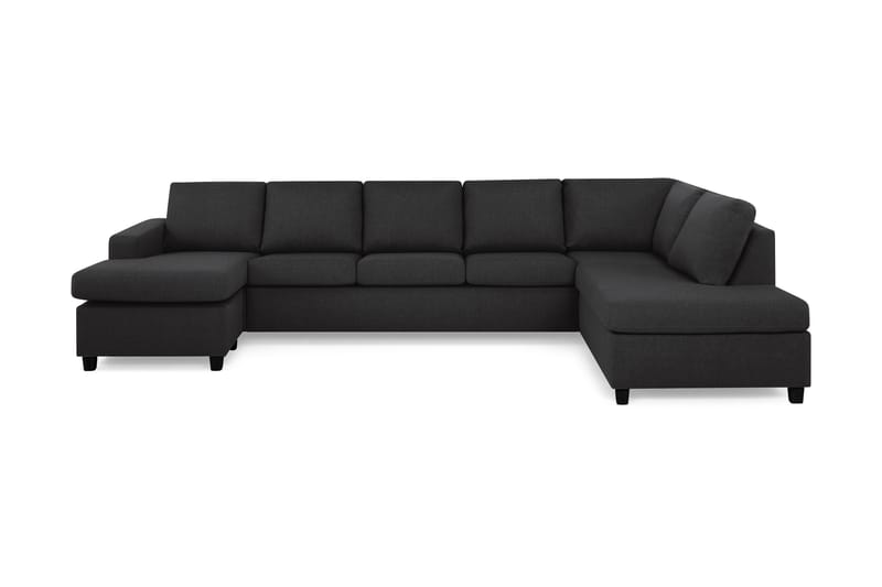 Crazy 5-seters Høyrevendt U-formet X-Large Sofa med Divan og Sjeselong i Stoff - Antrasitt - Møbler - Sofaer - U-sofa