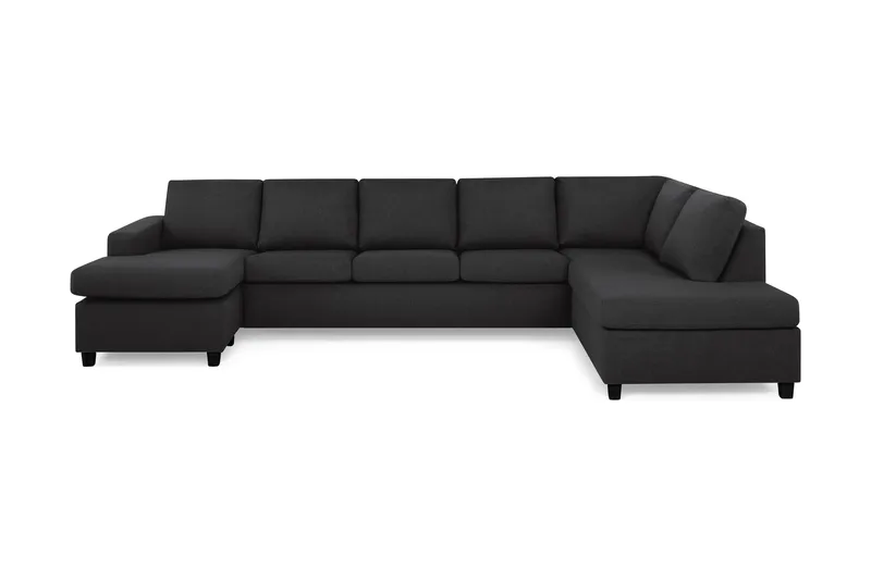 Crazy 5-seters Høyrevendt U-formet X-Large Sofa med Divan og Sjeselong i Stoff - Antrasitt - Møbler - Sofaer - U-sofa