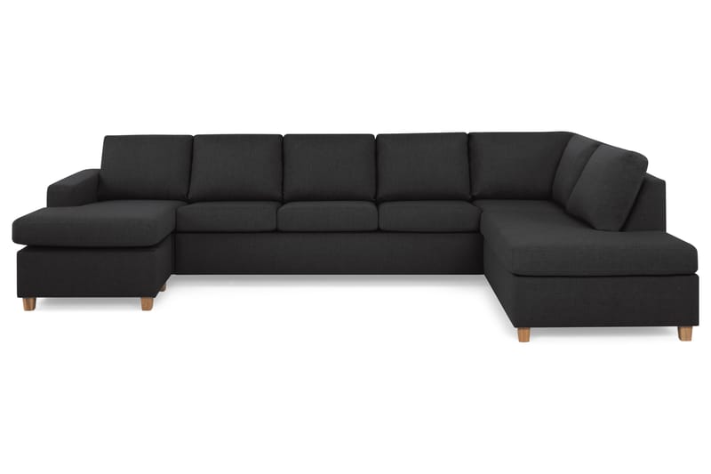Crazy 5-seters Høyrevendt U-formet X-Large Sofa med Divan og Sjeselong i Stoff - Antrasitt - Møbler - Sofaer - U-sofa