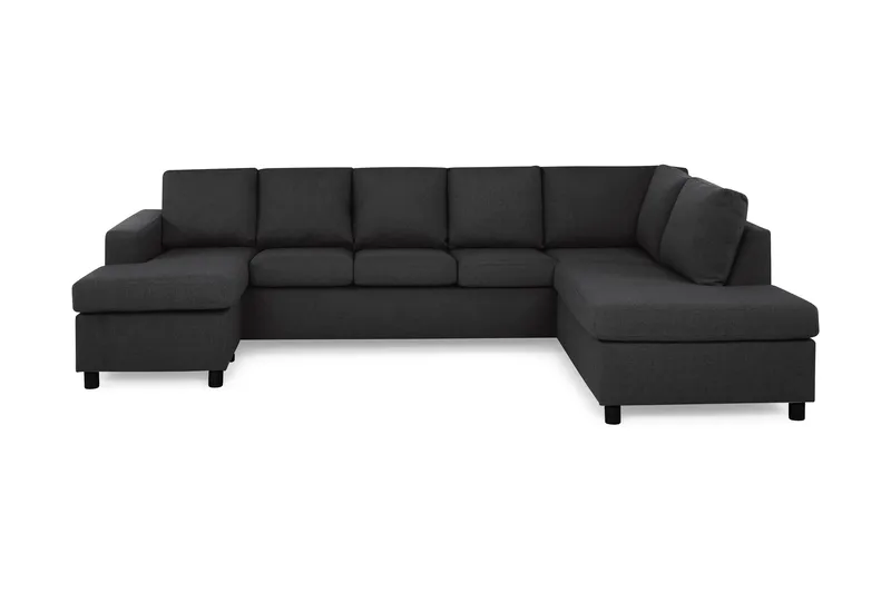 Crazy 5-seters Høyrevendt U-formet X-Large Sofa med Divan og Sjeselong i Stoff - Antrasitt - Møbler - Sofaer - U-sofa
