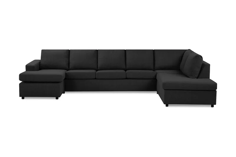 Crazy 5-seters Høyrevendt U-formet X-Large Sofa med Divan og Sjeselong i Stoff - Antrasitt - Møbler - Sofaer - U-sofa