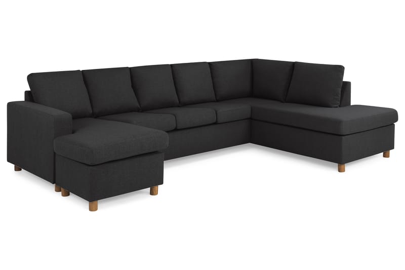 Crazy 5-seters Høyrevendt U-formet X-Large Sofa med Divan og Sjeselong i Stoff - Antrasitt - Møbler - Sofaer - U-sofa