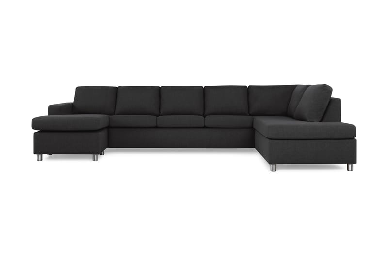 Crazy 5-seters Høyrevendt U-formet X-Large Sofa med Divan og Sjeselong i Stoff - Antrasitt - Møbler - Sofaer - U-sofa