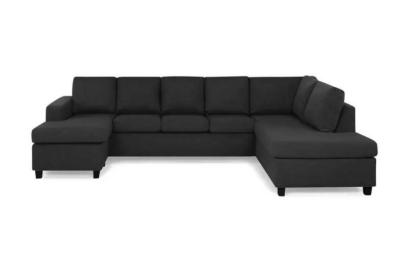 Crazy 5-seters Høyrevendt U-formet X-Large Sofa med Divan og Sjeselong i Stoff - Antrasitt - Møbler - Sofaer - U-sofa