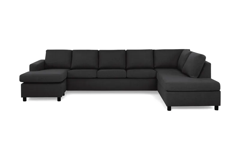 Crazy 5-seters Høyrevendt U-formet X-Large Sofa med Divan og Sjeselong i Stoff - Antrasitt - Møbler - Sofaer - U-sofa