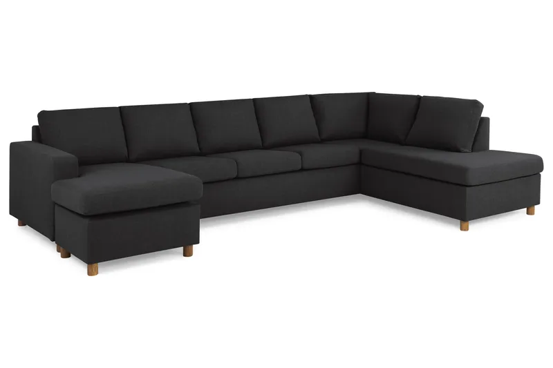 Crazy 5-seters Høyrevendt U-formet X-Large Sofa med Divan og Sjeselong i Stoff - Antrasitt - Møbler - Sofaer - U-sofa