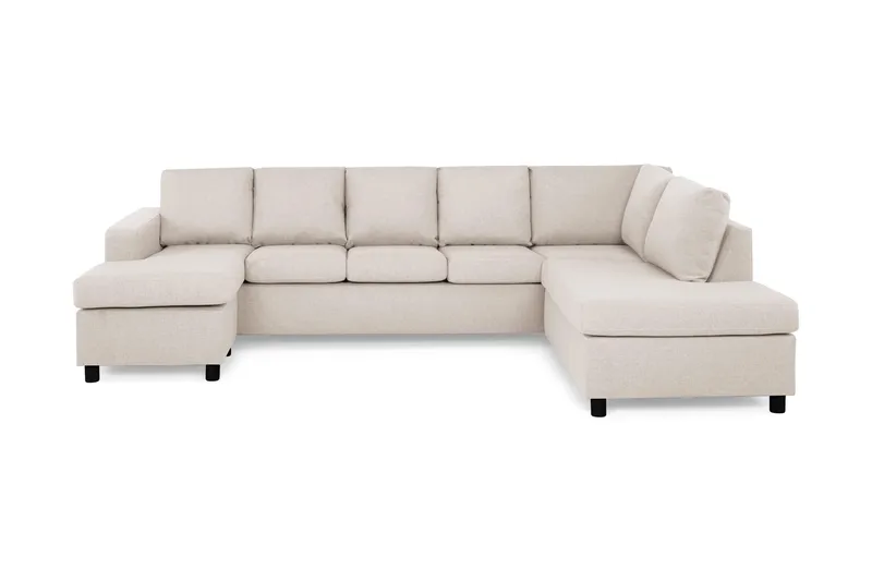 Crazy 5-seters Høyrevendt U-formet X-Large Sofa med Divan og Sjeselong i Stoff - Beige - Møbler - Sofaer - U-sofa