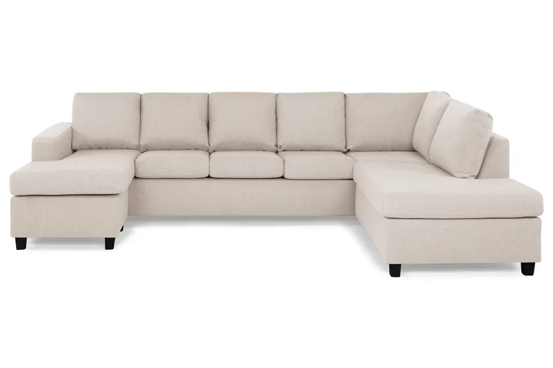 Crazy 5-seters Høyrevendt U-formet X-Large Sofa med Divan og Sjeselong i Stoff - Beige - Møbler - Sofaer - U-sofa