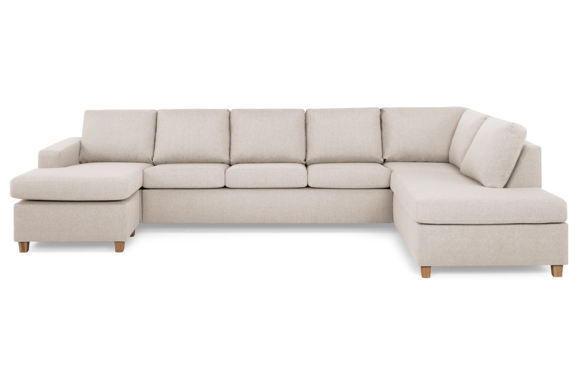 Crazy 5-seters Høyrevendt U-formet X-Large Sofa med Divan og Sjeselong i Stoff - Beige - Møbler - Sofaer - U-sofa