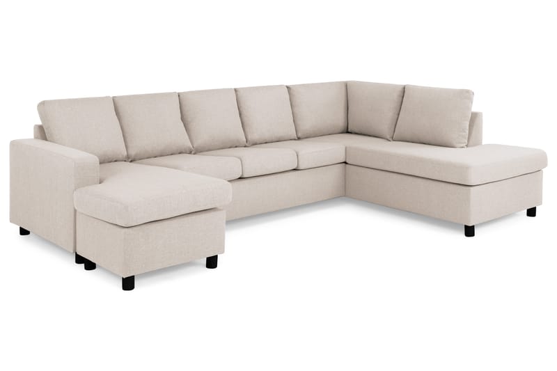 Crazy 5-seters Høyrevendt U-formet X-Large Sofa med Divan og Sjeselong i Stoff - Beige - Møbler - Sofaer - U-sofa