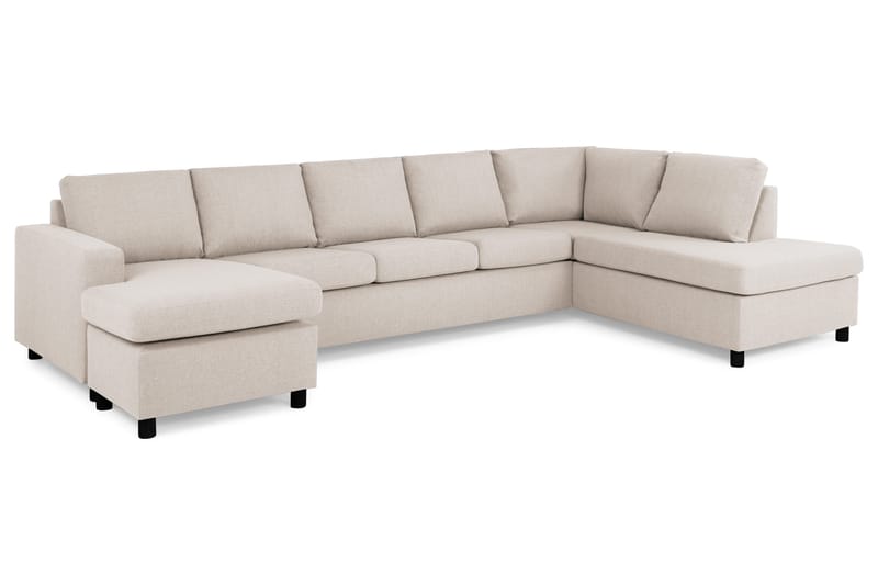 Crazy 5-seters Høyrevendt U-formet X-Large Sofa med Divan og Sjeselong i Stoff - Beige - Møbler - Sofaer - U-sofa