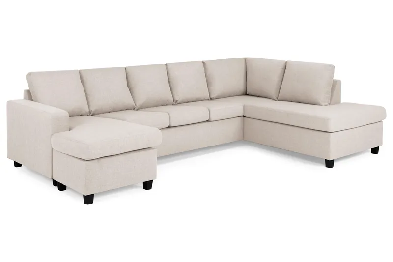 Crazy 5-seters Høyrevendt U-formet X-Large Sofa med Divan og Sjeselong i Stoff - Beige - Møbler - Sofaer - U-sofa