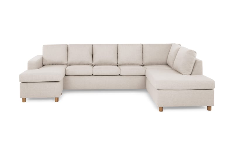 Crazy 5-seters Høyrevendt U-formet X-Large Sofa med Divan og Sjeselong i Stoff - Beige - Møbler - Sofaer - U-sofa