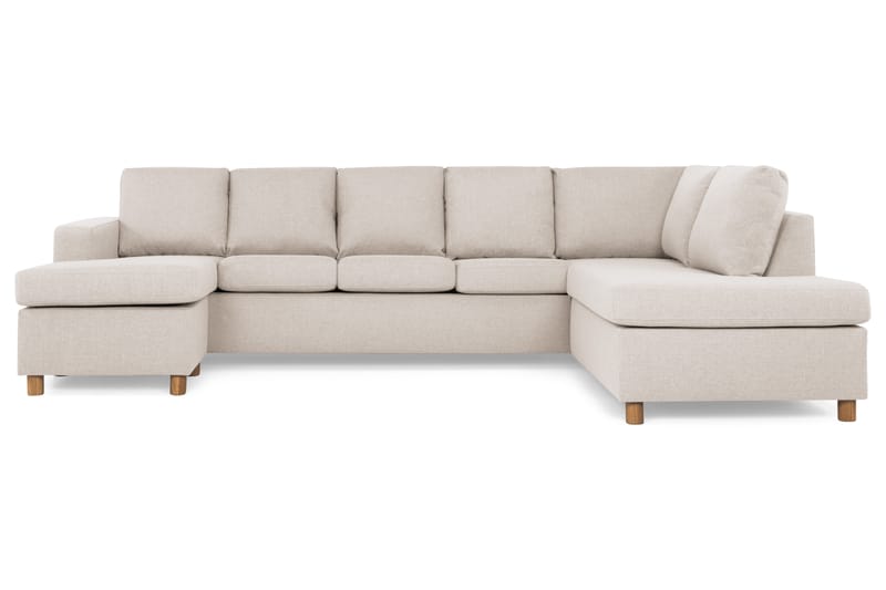 Crazy 5-seters Høyrevendt U-formet X-Large Sofa med Divan og Sjeselong i Stoff - Beige - Møbler - Sofaer - U-sofa