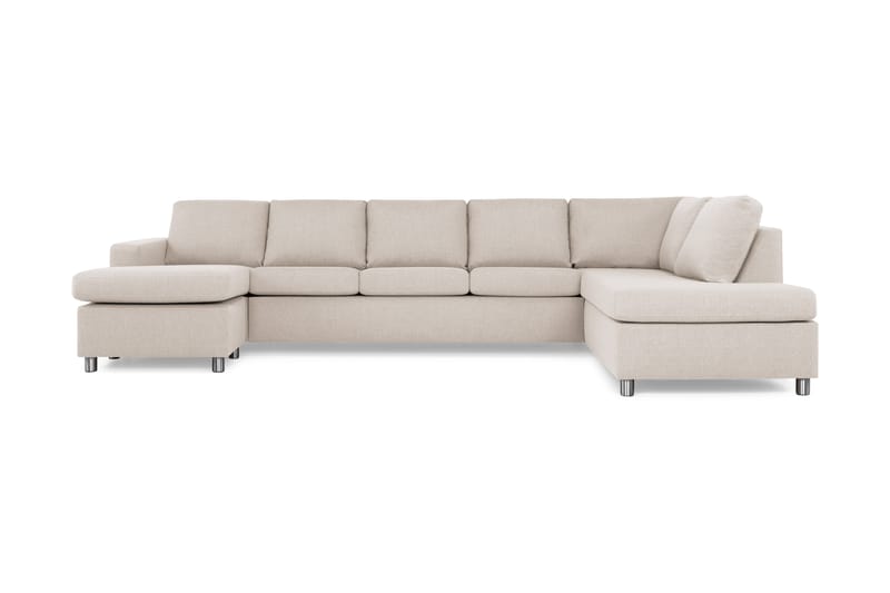 Crazy 5-seters Høyrevendt U-formet X-Large Sofa med Divan og Sjeselong i Stoff - Beige - Møbler - Sofaer - U-sofa