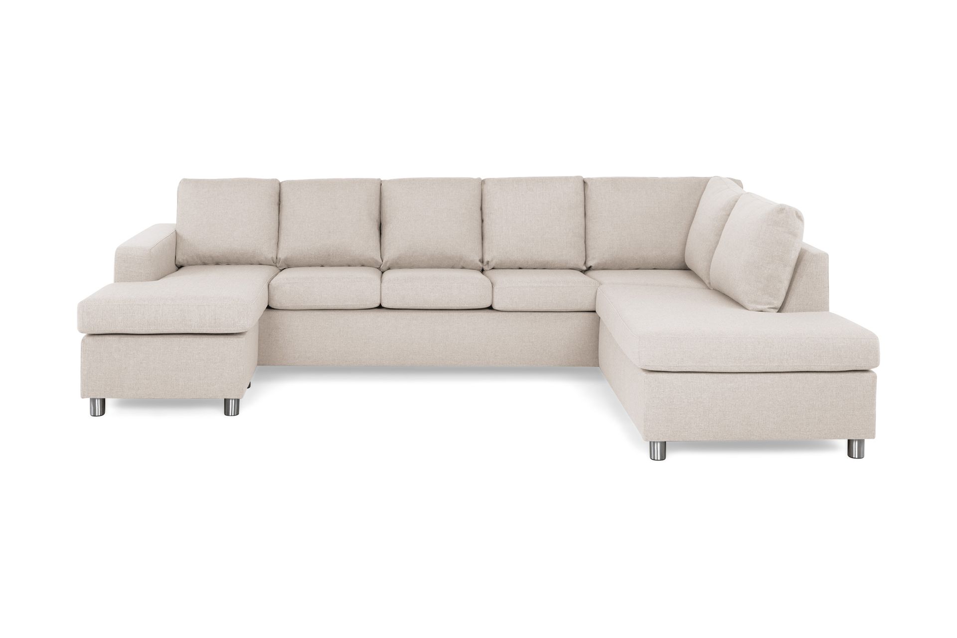 Crazy 5-seters Høyrevendt U-formet X-Large Sofa med Divan og Sjeselong i Stoff - Beige - Møbler - Sofaer - U-sofa