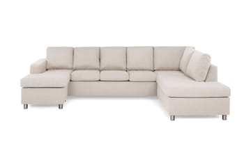 Crazy 5-seters Høyrevendt U-formet X-Large Sofa med Divan og Sjeselong i Stoff - Beige - Møbler - Sofaer - U-sofa