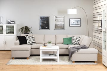 Crazy 5-seters Høyrevendt U-formet X-Large Sofa med Divan og Sjeselong i Stoff - Beige - Møbler - Sofaer - U-sofa