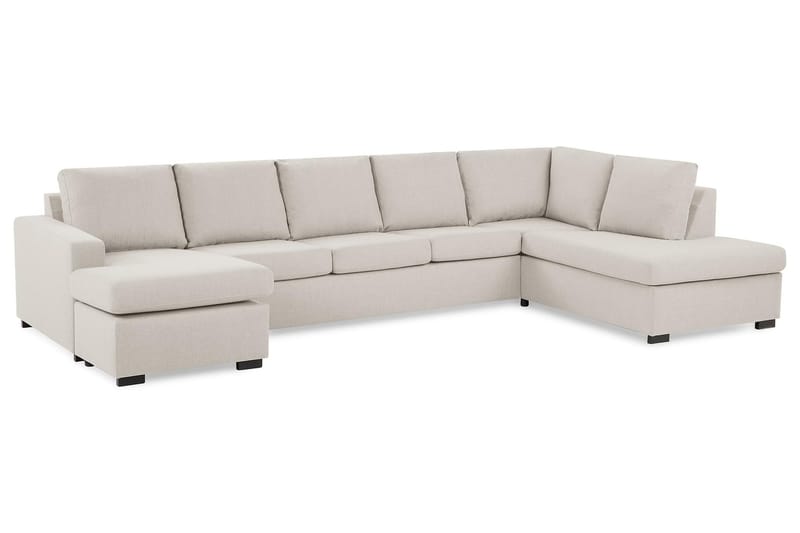 Crazy 5-seters Høyrevendt U-formet X-Large Sofa med Divan og Sjeselong i Stoff - Beige - Møbler - Sofaer - U-sofa