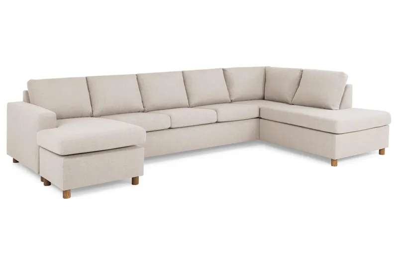 Crazy 5-seters Høyrevendt U-formet X-Large Sofa med Divan og Sjeselong i Stoff - Beige - Møbler - Sofaer - U-sofa