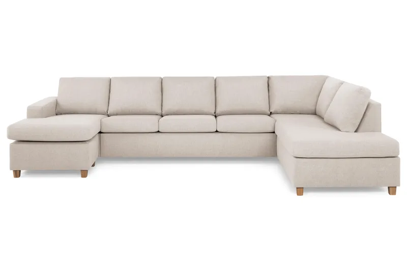 Crazy 5-seters Høyrevendt U-formet X-Large Sofa med Divan og Sjeselong i Stoff, Beige