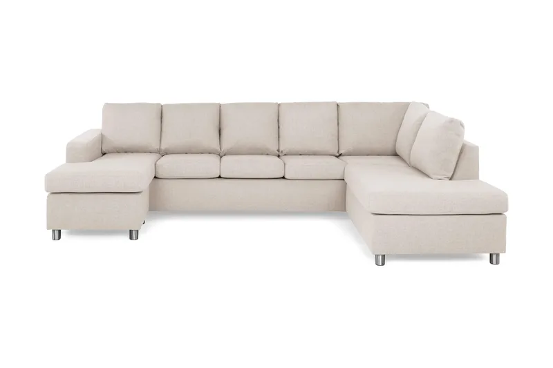 Crazy 5-seters Høyrevendt U-formet X-Large Sofa med Divan og Sjeselong i Stoff - Beige - Møbler - Sofaer - U-sofa