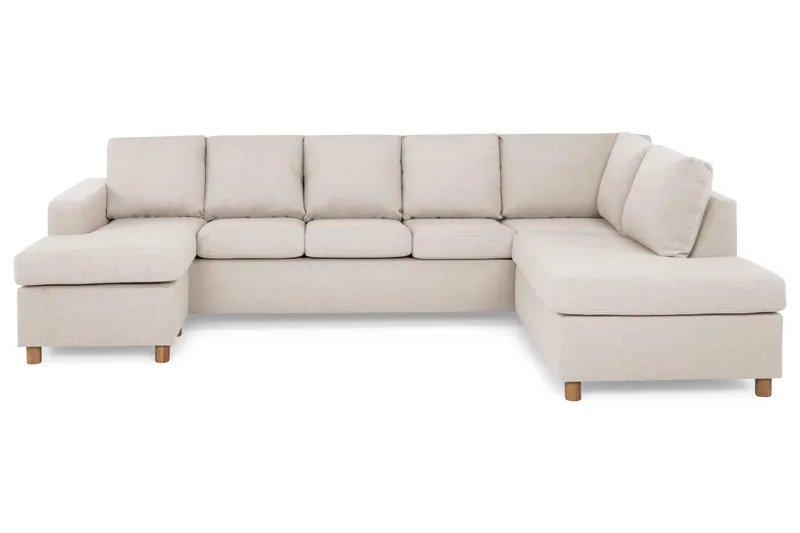 Crazy 5-seters Høyrevendt U-formet X-Large Sofa med Divan og Sjeselong i Stoff - Beige - Møbler - Sofaer - U-sofa