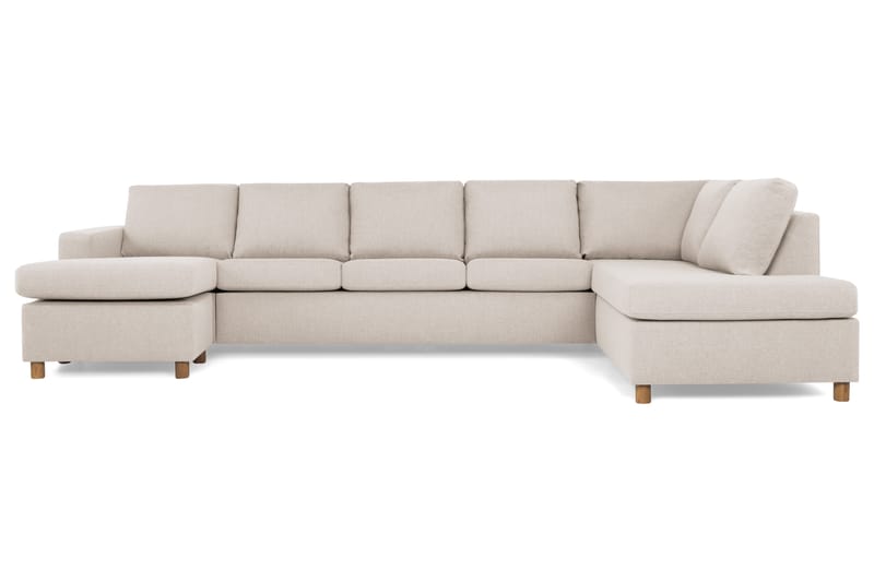 Crazy 5-seters Høyrevendt U-formet X-Large Sofa med Divan og Sjeselong i Stoff - Beige - Møbler - Sofaer - U-sofa