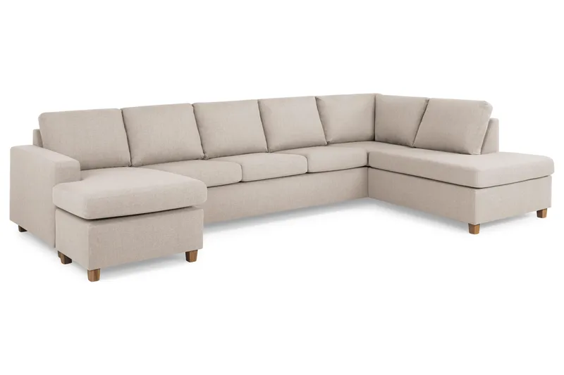 Crazy 5-seters Høyrevendt U-formet X-Large Sofa med Divan og Sjeselong i Stoff - Beige - Møbler - Sofaer - U-sofa