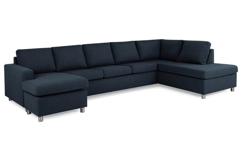 Crazy 5-seters Høyrevendt U-formet X-Large Sofa med Divan og Sjeselong i Stoff - Blå - Møbler - Sofaer - U-sofa