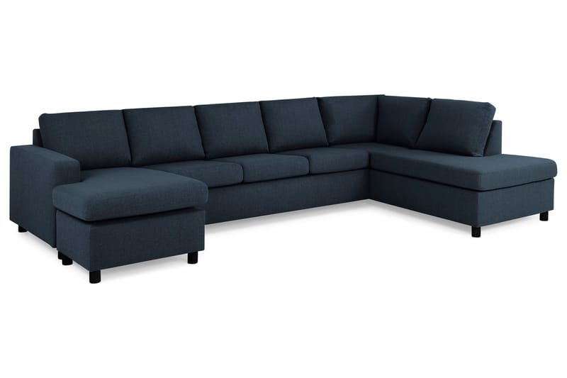 Crazy 5-seters Høyrevendt U-formet X-Large Sofa med Divan og Sjeselong i Stoff - Blå - Møbler - Sofaer - U-sofa