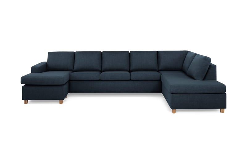 Crazy 5-seters Høyrevendt U-formet X-Large Sofa med Divan og Sjeselong i Stoff - Blå - Møbler - Sofaer - U-sofa