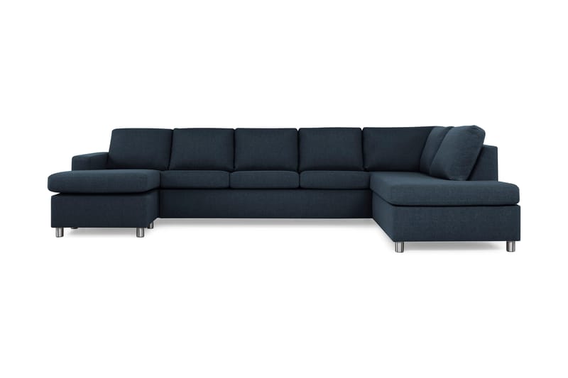 Crazy 5-seters Høyrevendt U-formet X-Large Sofa med Divan og Sjeselong i Stoff - Blå - Møbler - Sofaer - U-sofa