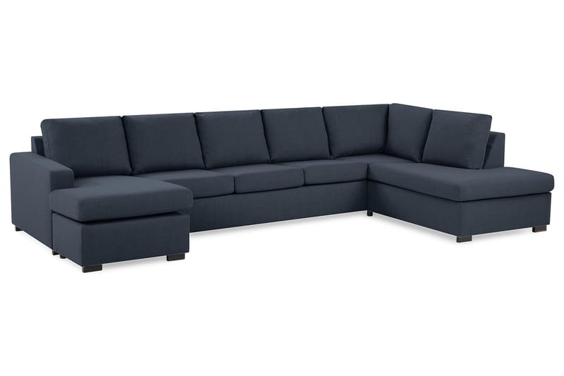 Crazy 5-seters Høyrevendt U-formet X-Large Sofa med Divan og Sjeselong i Stoff - Blå - Møbler - Sofaer - U-sofa