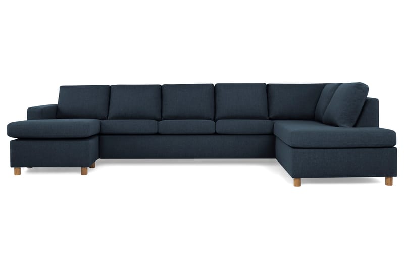 Crazy 5-seters Høyrevendt U-formet X-Large Sofa med Divan og Sjeselong i Stoff - Blå - Møbler - Sofaer - U-sofa